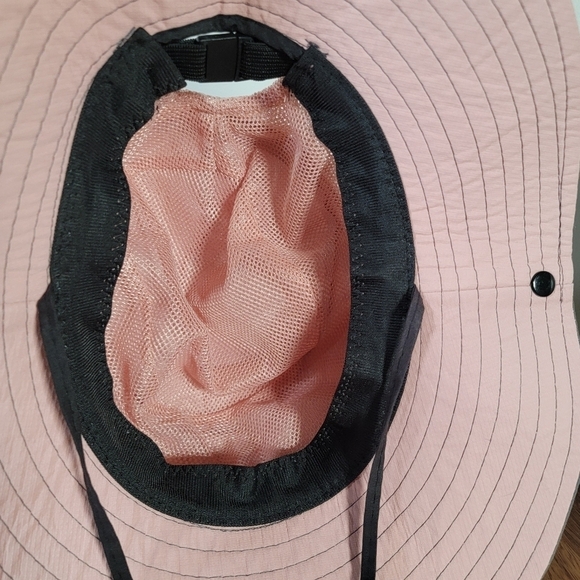 Sun Shade Pink Gray Wide Brim Sun Shade Hat with Ponytail Hole Outdoors - Picture 13 of 17